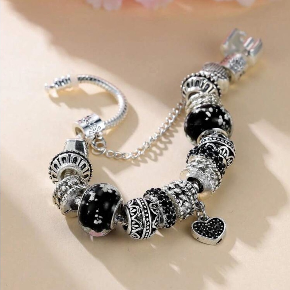 Fits Like a Charm Silver and Black Bracelet Lock Safety Clasp